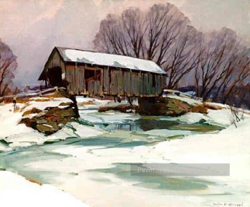 sn018B impressionnisme neige paysage Peinture à l'huile